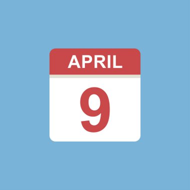 Takvim - 9 Nisan ikon illüstrasyonu izole vektör işareti