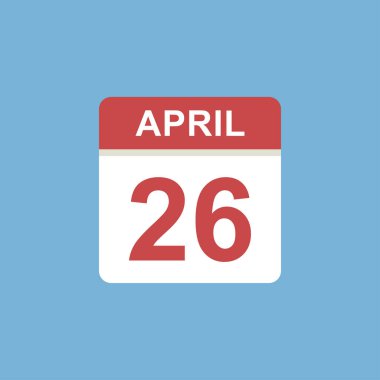 Takvim - 26 Nisan ikon illüstrasyonu izole vektör işareti
