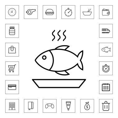 Balık ana hatları simgesi izole edilmiş vektör simgesi