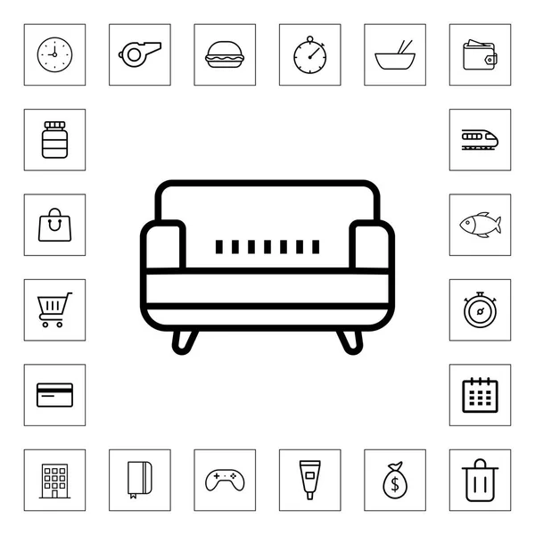 Sofa Outline Icoon Voor Web Mobiel — Stockvector