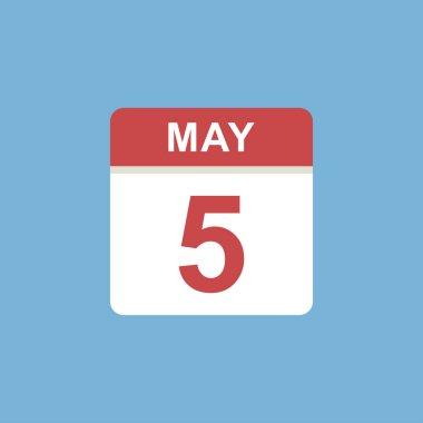 Takvim - 5 Mayıs resimleme izole vektör işareti sembolü