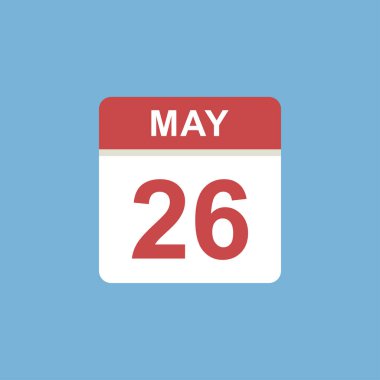 Takvim - 26 Mayıs ikon illüstrasyonu izole vektör işareti