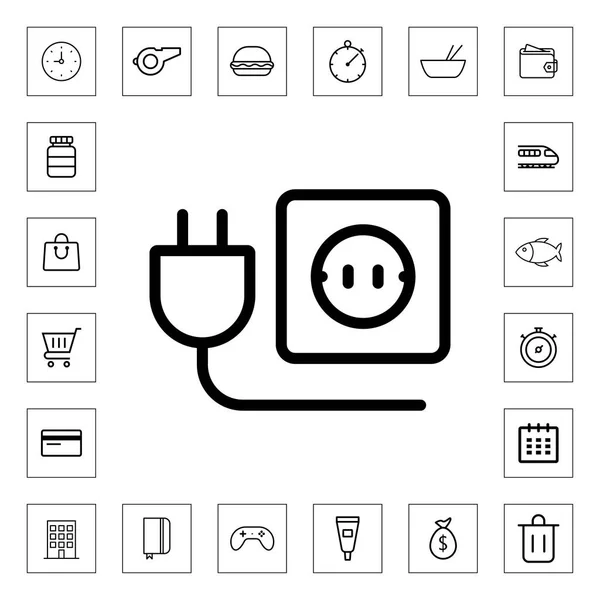 Stroomaansluiting Pictogram Illustratie Geïsoleerde Vector Teken Symbool — Stockvector