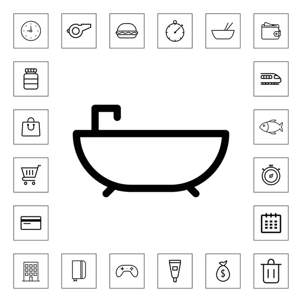 Badkuip Overzicht Pictogram Illustratie Geïsoleerde Vector Teken Symbool — Stockvector