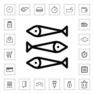 Balık ana hatları simgesi izole edilmiş vektör simgesi