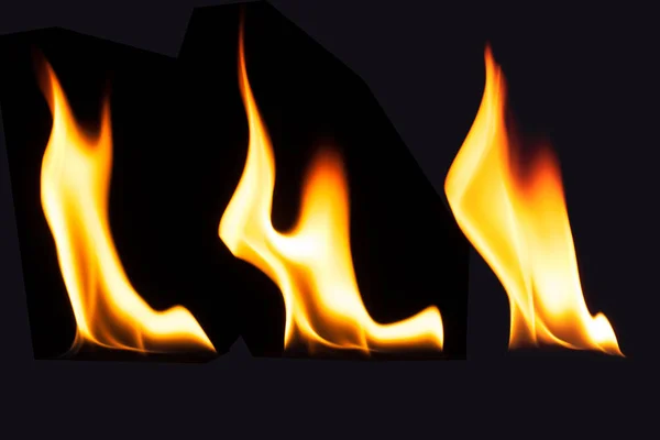 Burning fire flame on black background — Stock Photo, Image