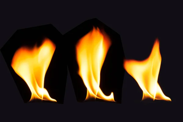 Płonący płomień na czarnym tle — Zdjęcie stockowe