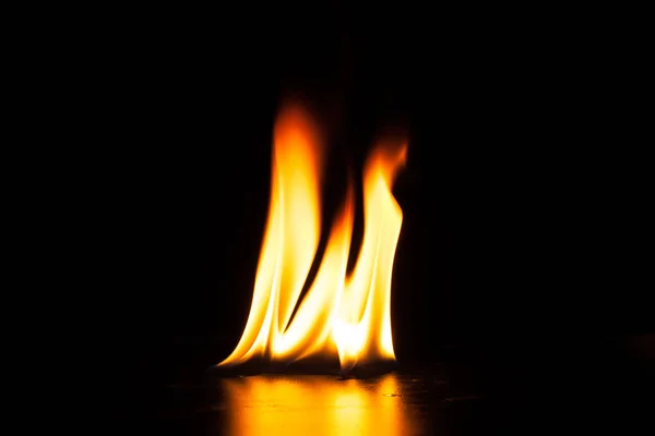 Burning fire flame on black background — Stock Photo, Image