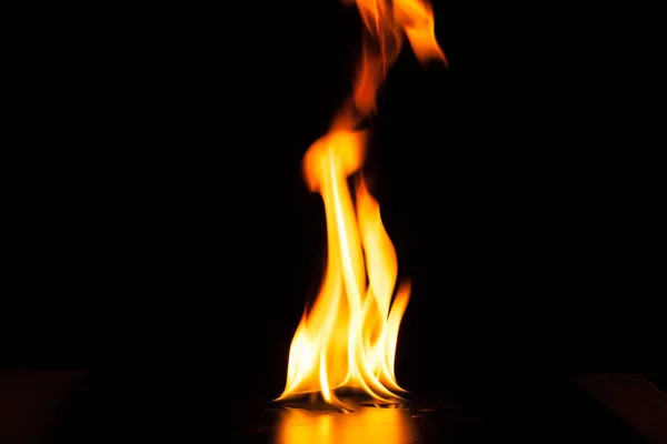 Burning fire flame on black background — Stock Photo, Image