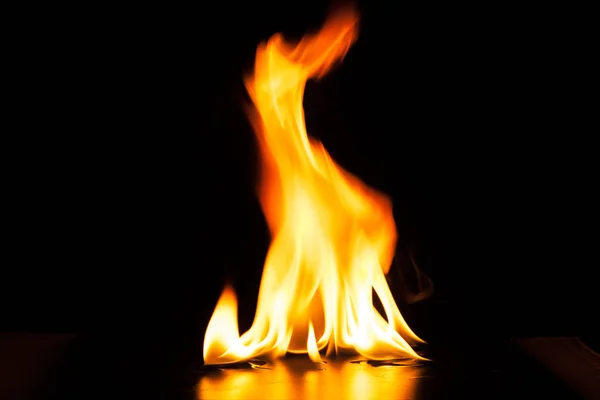 Burning fire flame on black background — Stock Photo, Image