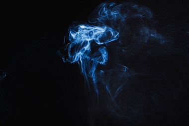 Abstract  Blue Smoke on black background clipart