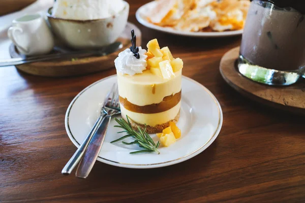 Zátiší cheesecake jídlo fotografie recept — Stock fotografie