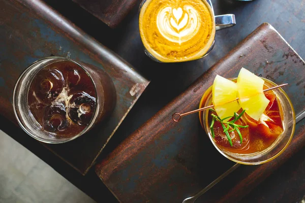 Top angle view of various coffee Stock Photo