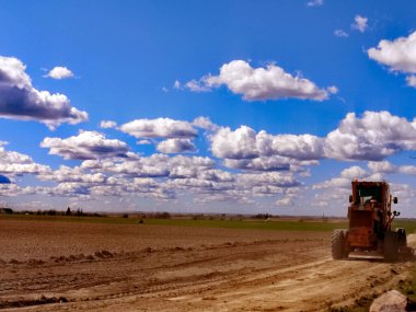 Bahar tarlalarında güzel bir gün batımı