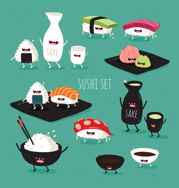 Grappige sushi set — Stockvector