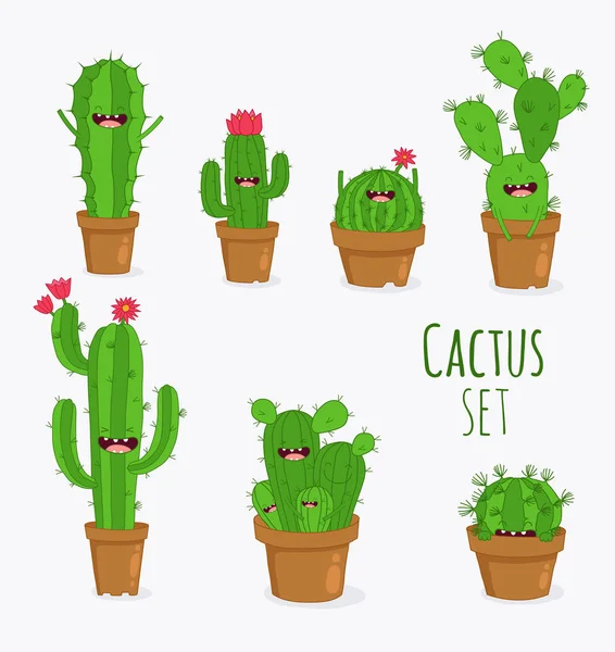 Grappige cactus planten — Stockvector