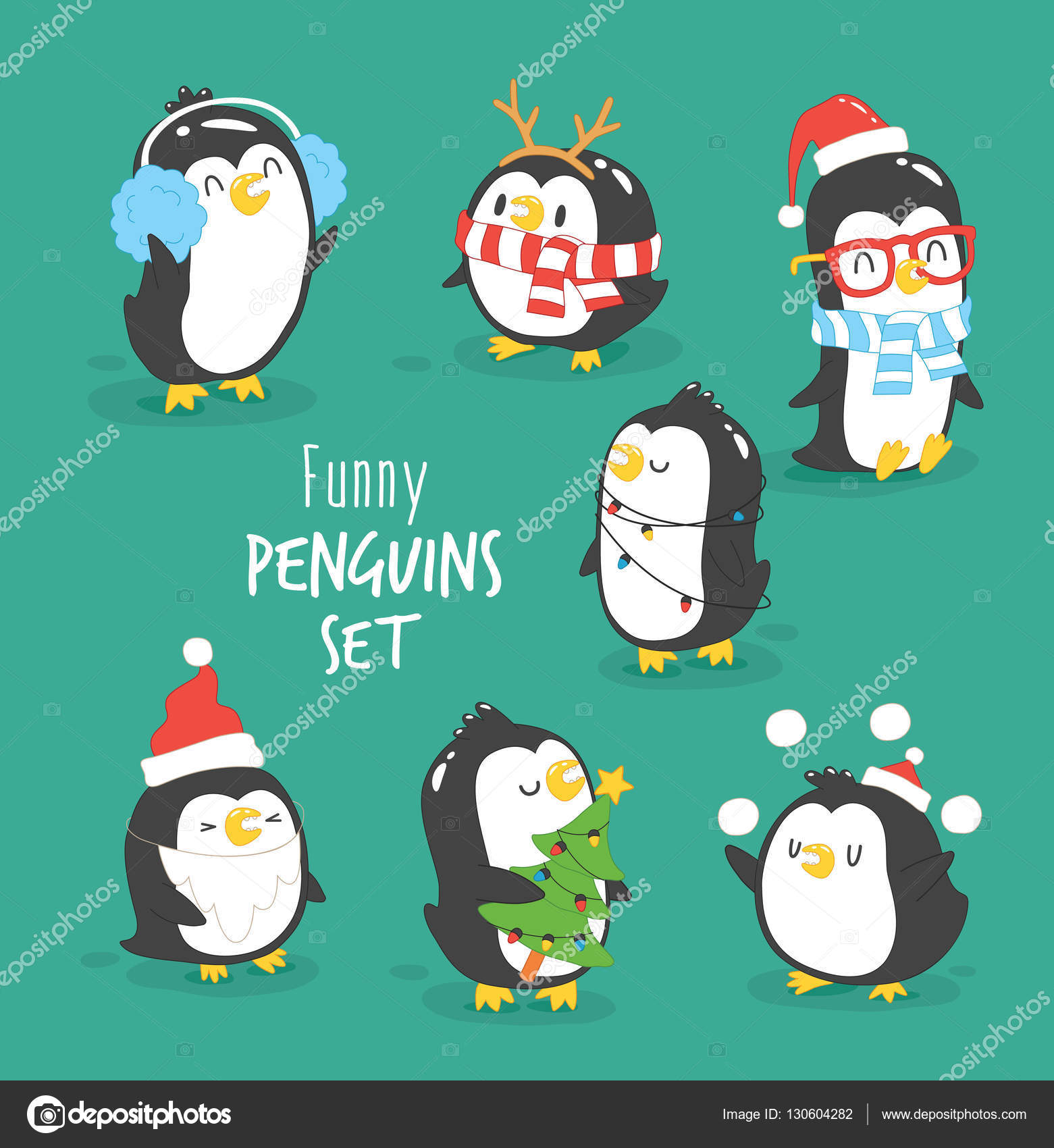 Christmas penguin Vector Art Stock Images | Depositphotos
