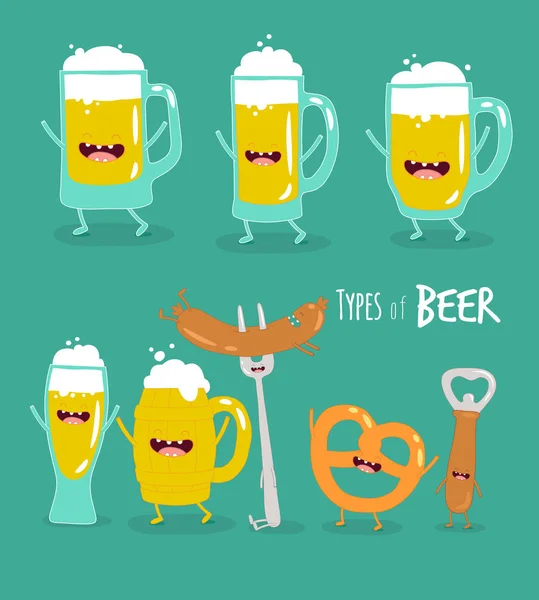 Funny set of beer — Stock Vector