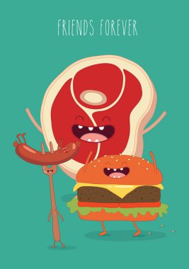 Sosis, biftek ve hamburger