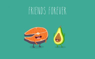 çizgi film karakterleri somon ve avokado