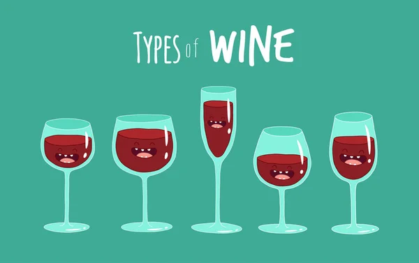 Types Wine Vector Illustration — Stock Vector