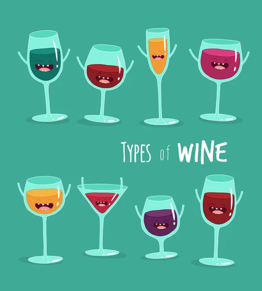 Tipos Ilustración Vectores Vino — Vector de stock