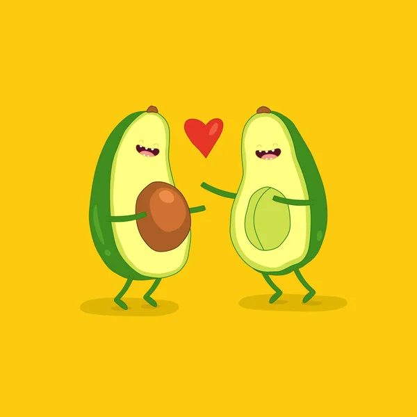 Avocados making love on bright yellow backgroud