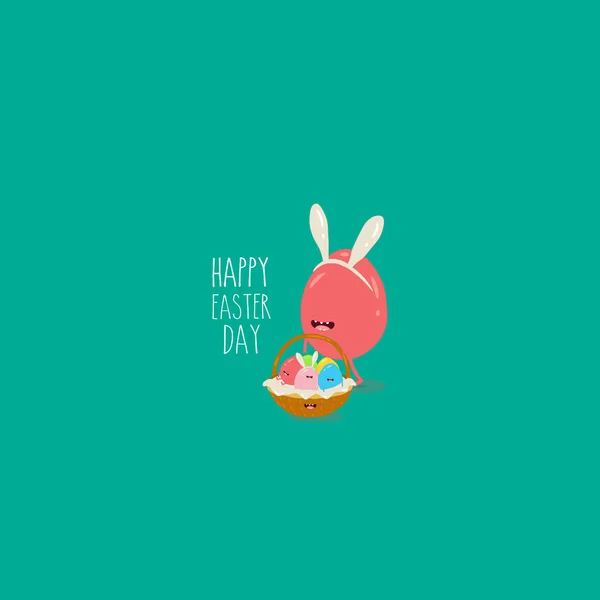 Пасхальне Яйце Смішне Зелене Щасливої Великодньої Листівки Миле Яйце Кролячих — стоковий вектор