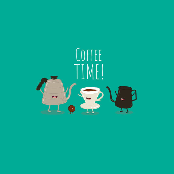 Coffee time sticker, simply vector illustration 