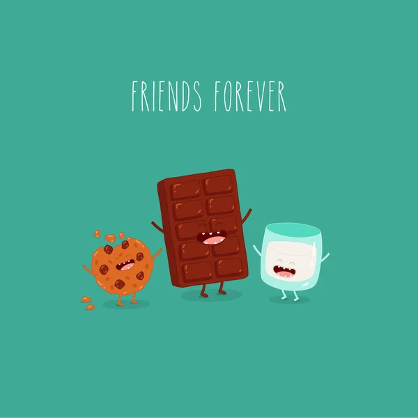 Przyjaciele Mleko Chokolate Ciasteczka — Wektor stockowy
