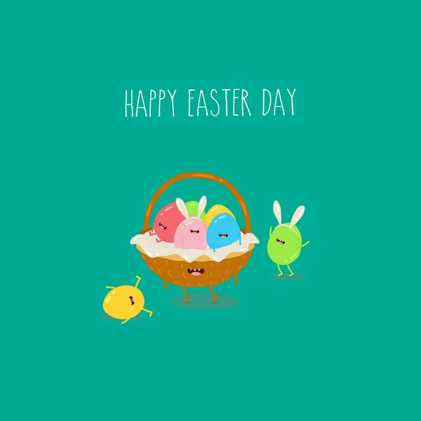 Happy Easter Basket Eieren — Stockvector