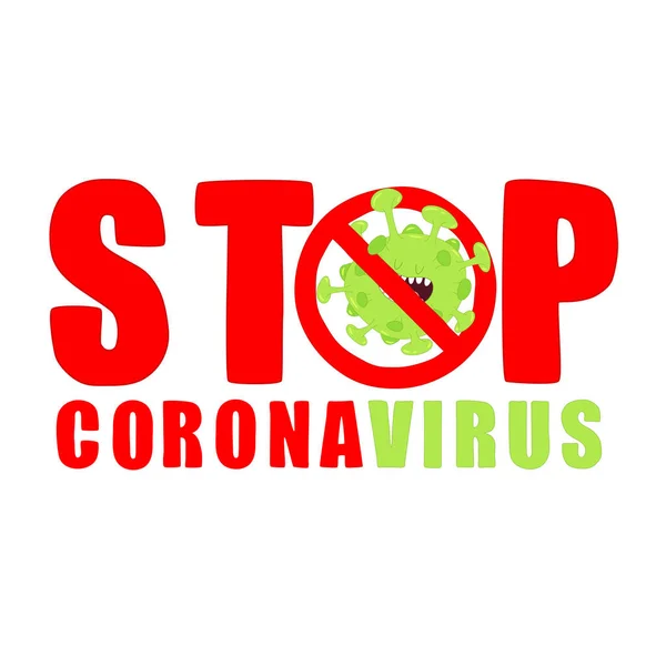 Stoppa Coronavirus Etikett Tecknad Stil — Stock vektor