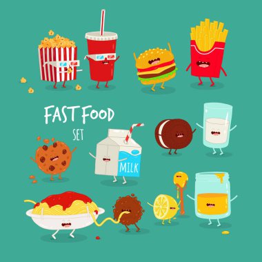 Fast food yeşil arka planda