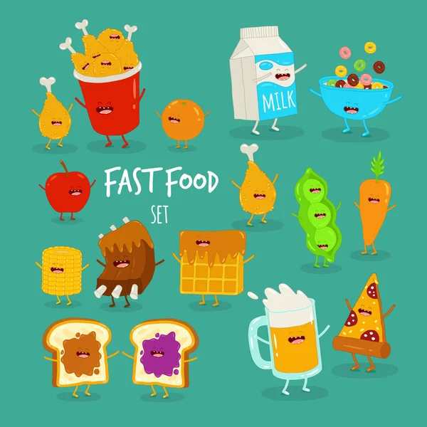 Amigos Para Sempre Fast Food Set —  Vetores de Stock