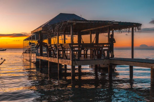 Muelle Madera Playa Atardecer — Foto de Stock