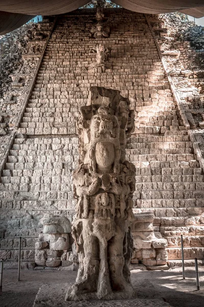 Detalle Una Figura Los Templos Copán Ruinas Honduras — Foto de Stock