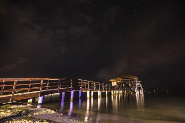 Jetty Sandy Bay Beach Roatan Island Night — Stock Photo, Image