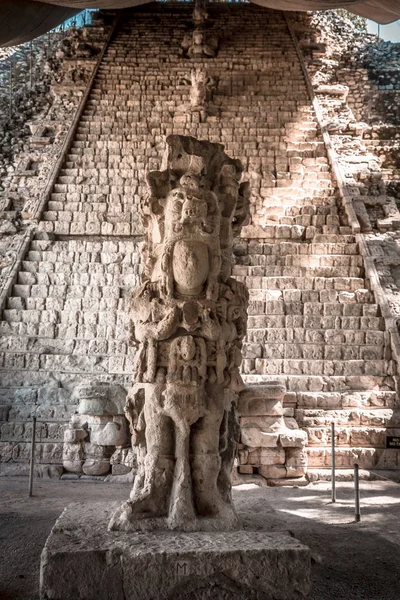 Detalle Una Figura Los Templos Copán Ruinas Honduras — Foto de Stock