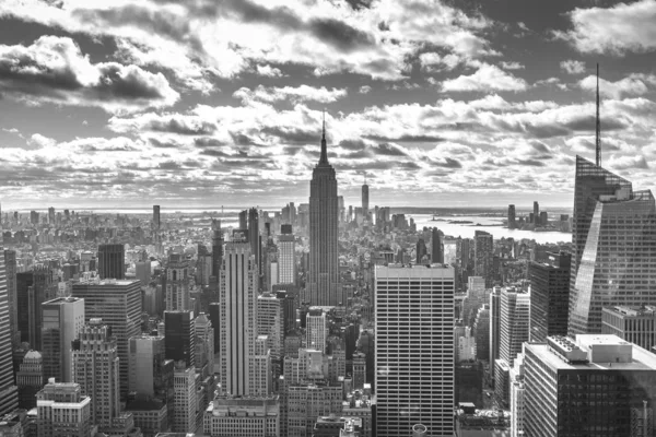 Increíble Vista Del Horizonte Nueva York Manhattan Blanco Negro — Foto de Stock