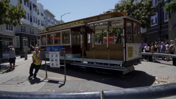 Σαν Φρανσίσκο Καλιφόρνια Ηνωμένες Πολιτείες Αύγουστος 2019 Vintage Στυλ Τραμ — Αρχείο Βίντεο