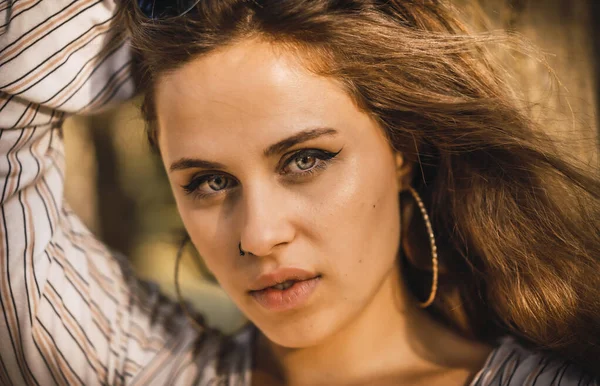 stock image portrait of young woman in autumn park