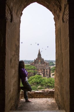 Bagan, Myanmar - 2018 Baharı: Antik Bagan Tapınağı, Myanmar