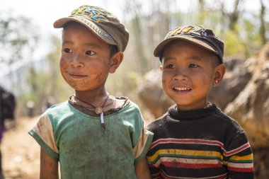 Inle Lake, Myanmar - Spring, 2018: two local children
