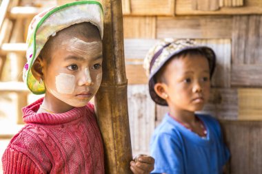 Inle Lake, Myanmar - Spring, 2018: two local children