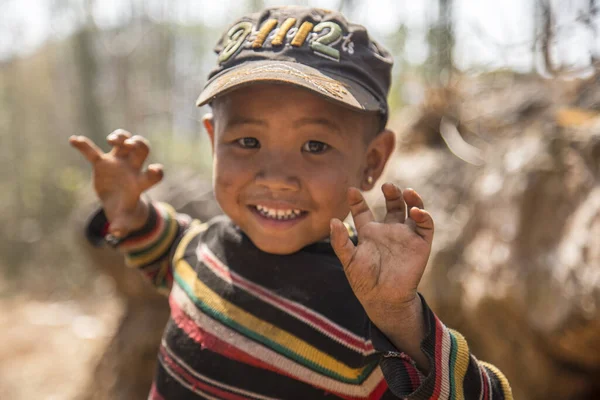 Lac Inle Myanmar Printemps 2018 Mignon Enfant Local — Photo