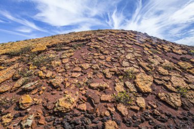  Timanfaya Parkı 'ndaki Timanfaya volkanı. Lanzarote, İspanya