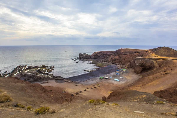 Krásná Pláž Papagayo Její Průzračná Voda Ostrov Lanzarote Španělsko — Stock fotografie