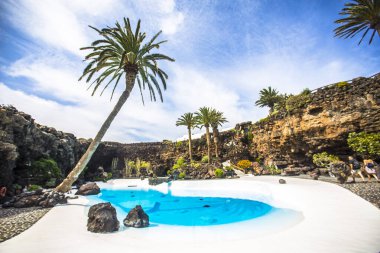 Lanzarote, Kanarya Adaları, İspanya - Ekim 2018 Jameos del Agua, Haria, Lanzarote, Kanarya Adaları, İspanya