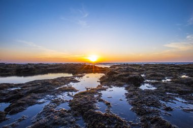 Salinas de Janubio 'da güzel bir gün batımı