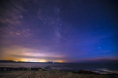 Salinas de Janubio 'da güzel bir gün batımı